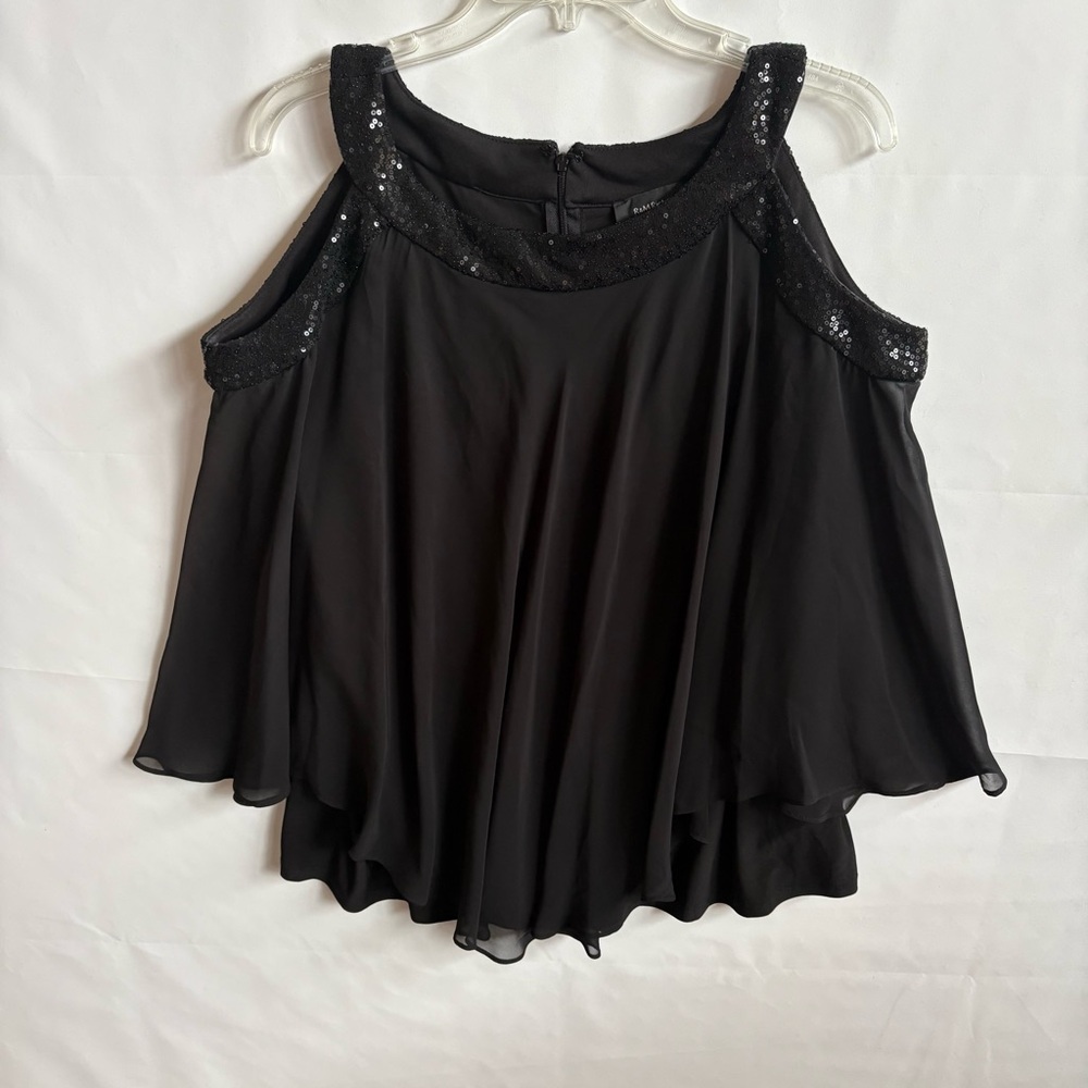 R&M Richards Black Cold-Shoulder Sequin-Trim Blouse. Size 18. INV25/427